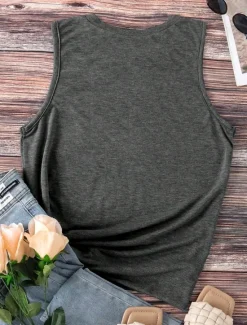 Clearance Women's Camisole Tank Top Graphic Letter Vintage Casual Sleeveless Crew Neck Regular Tops Daily Vacation Wear Print Summer Women Tank Tops & Camis