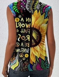 Outlet Women's Camisole Tank Top Floral Graphic Letter Casual Sleeveless Crew Neck Regular Tops Daily Print Black Pink Summer Women Tank Tops & Camis