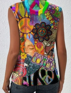 Outlet Women's Camisole Tank Top Floral Graphic Letter Casual Sleeveless Crew Neck Regular Tops Daily Print Black Pink Summer Women Tank Tops & Camis