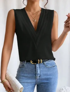 Online Women's Camisole Tank Top Solid Color Daily Casual Sleeveless V Neck Regular Tops Daily Black White Orange Green Apricot Summer Women Tank Tops & Camis
