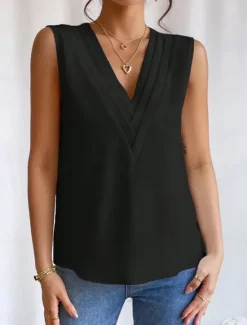 Online Women's Camisole Tank Top Solid Color Daily Casual Sleeveless V Neck Regular Tops Daily Black White Orange Green Apricot Summer Women Tank Tops & Camis
