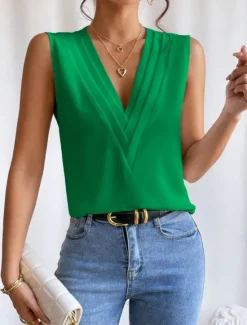 Online Women's Camisole Tank Top Solid Color Daily Casual Sleeveless V Neck Regular Tops Daily Black White Orange Green Apricot Summer Women Tank Tops & Camis