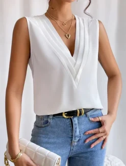 Online Women's Camisole Tank Top Solid Color Daily Casual Sleeveless V Neck Regular Tops Daily Black White Orange Green Apricot Summer Women Tank Tops & Camis