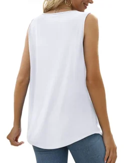 Sale Women's Camisole Tank Top Black White Pink Plain Sexy Street Daily Fashion Square Neck Regular Fit S Women Tank Tops & Camis