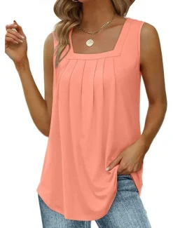 Sale Women's Camisole Tank Top Black White Pink Plain Sexy Street Daily Fashion Square Neck Regular Fit S Women Tank Tops & Camis