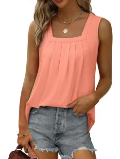 Sale Women's Camisole Tank Top Black White Pink Plain Sexy Street Daily Fashion Square Neck Regular Fit S Women Tank Tops & Camis