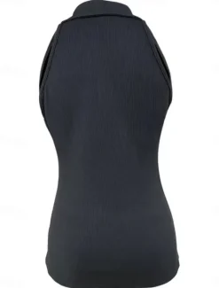 Clearance Women's Camisole Tank Top Solid Color Modern Casual Sleeveless Shirt Collar Regular Tops Daily Zipper Black Wine Blue Brown Green Summer Women Tank Tops & Camis