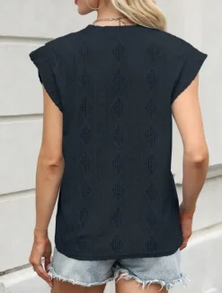 Women's Camisole Tank Top Solid Color Stylish Casual Sleeveless Crew Neck Regular Tops Daily Ruffle Black White Pink Summer Women Tank Tops & Camis|Blouses & Shirts