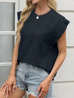 Women's Camisole Tank Top Solid Color Stylish Casual Sleeveless Crew Neck Regular Tops Daily Ruffle Black White Pink Summer Women Tank Tops & Camis|Blouses & Shirts