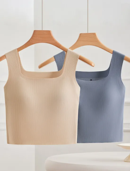 Online Women's Camisole Tank Top Basic Sleeveless Regular Tops Square Neck Black White Blue Green Beige Summer Women Tank Tops & Camis