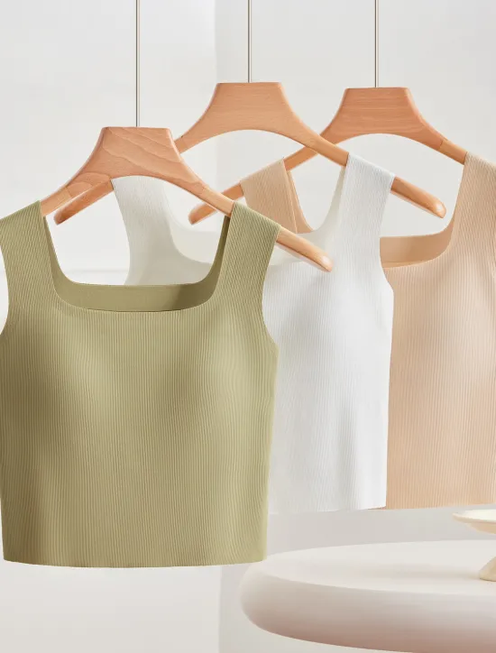 Online Women's Camisole Tank Top Basic Sleeveless Regular Tops Square Neck Black White Blue Green Beige Summer Women Tank Tops & Camis