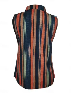 Discount Women's Camisole Tank Top Striped Daily Casual Sleeveless V Neck Regular Tops Daily Buttons Print Yellow Red Blue Summer Spring Women Tank Tops & Camis