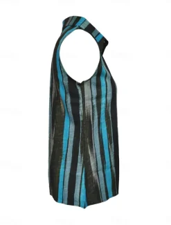 Discount Women's Camisole Tank Top Striped Daily Casual Sleeveless V Neck Regular Tops Daily Buttons Print Yellow Red Blue Summer Spring Women Tank Tops & Camis