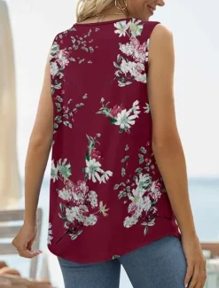Outlet Women's Camisole Tank Top Fashion Floral Paisley Print Sleeveless Regular Tops Square Neck Casual Holiday Black White Yellow Wine Green Summer Women Tank Tops & Camis