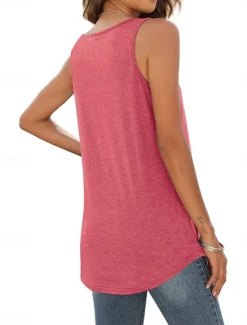 Sale Women's Camisole Tank Top Solid Color Stylish Casual Sleeveless U Neck Regular Tops Daily White Pink Green Summer Spring Women Shirts|Tank Tops & Camis