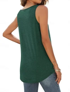 Sale Women's Camisole Tank Top Solid Color Stylish Casual Sleeveless U Neck Regular Tops Daily White Pink Green Summer Spring Women Shirts|Tank Tops & Camis