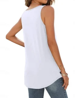 Sale Women's Camisole Tank Top Solid Color Stylish Casual Sleeveless U Neck Regular Tops Daily White Pink Green Summer Spring Women Shirts|Tank Tops & Camis