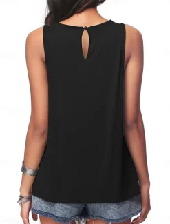 Discount Women's Camisole Tank Top Solid Color Plain Daily Stylish Casual Sleeveless Crew Neck Regular Tops Daily Black White Army Green Blue Summer Spring Women Shirts|Tank Tops & Camis