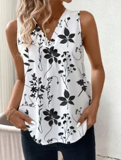 Outlet Women's Camisole Tank TopFloral Graphic Stylish Casual Sleeveless V Neck Regular Tops Daily Print Black Blue Summer Women Tank Tops & Camis