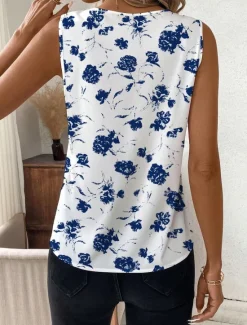 Outlet Women's Camisole Tank TopFloral Graphic Stylish Casual Sleeveless V Neck Regular Tops Daily Print Black Blue Summer Women Tank Tops & Camis