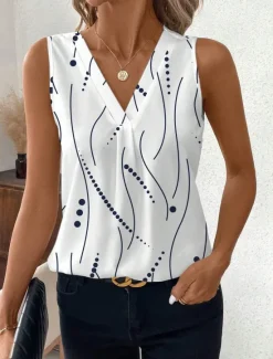 Sale Women's Camisole Tank TopGraphic Polka Dot Stylish Casual Sleeveless V Neck Regular Tops Daily Print White Red Blue Green Beige Summer Women Tank Tops & Camis