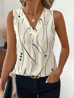 Sale Women's Camisole Tank TopGraphic Polka Dot Stylish Casual Sleeveless V Neck Regular Tops Daily Print White Red Blue Green Beige Summer Women Tank Tops & Camis