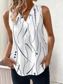 Sale Women's Camisole Tank TopGraphic Polka Dot Stylish Casual Sleeveless V Neck Regular Tops Daily Print White Red Blue Green Beige Summer Women Tank Tops & Camis