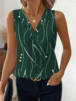 Sale Women's Camisole Tank TopGraphic Polka Dot Stylish Casual Sleeveless V Neck Regular Tops Daily Print White Red Blue Green Beige Summer Women Tank Tops & Camis