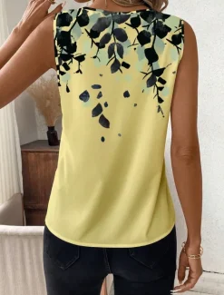 Online Women's Camisole Tank TopGraphic Geometric Stylish Casual Sleeveless V Neck Regular Tops Daily Print Black Yellow Summer Women Tank Tops & Camis