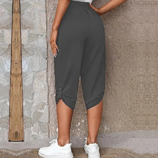 Outlet Women's Capri shorts Fashion Calf-Length Plain Side Pockets Comfort Micro-elastic Casual Daily Black Wine Blue khaki Regular Fit Women Shorts