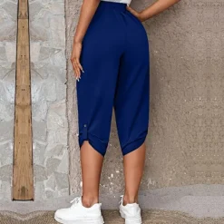 Outlet Women's Capri shorts Fashion Calf-Length Plain Side Pockets Comfort Micro-elastic Casual Daily Black Wine Blue khaki Regular Fit Women Shorts