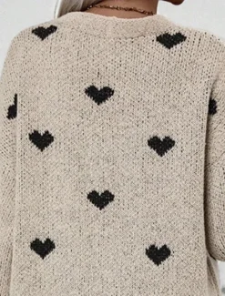 Clearance Women's Cardigan Cable Knit Sweater Streetwear Daily Work Heart Ribbed Chunky Open Front Knitted Drop Shoulder Long Sleeve Long Tops Knit Home Party Daily Fall Winter Women Cardigans & Outerwears