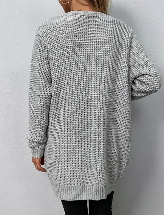 Best Women's Cardigan Daily Casual Solid Color Crew Neck Knitted Textured Long Sleeve Long Tops Knit Home Work Daily Black Pink Fall Winter Women Cardigans & Outerwears