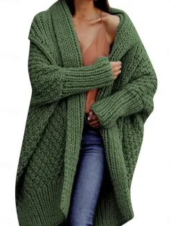 Hot Women's Cardigan Fashion Casual Soft Solid Color Chunky Open Front Knitted Long Sleeve Long Tops Knit Outdoor Daily Going out Pink Camel Fall Winter Women Cardigans & Outerwears