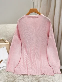Discount Women's Cardigan Fashion Streetwear Daily Solid Color V Neck Knitted Long Sleeve Long Tops Knit Work White Fall Winter Women Cardigans & Outerwears