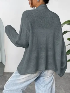 Clearance Women's Cardigan Streetwear Daily Casual Solid Color Open Front Knitted Long Sleeve Long Tops Knit Home Work Brown Fall Winter Women Cardigans & Outerwears