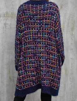 Sale Women's Cardigan Stylish Color Gradient Crochet Open Front Knitted Long Sleeve Long Tops Knit Daily Blue Purple Fall Winter Women Cardigans & Outerwears