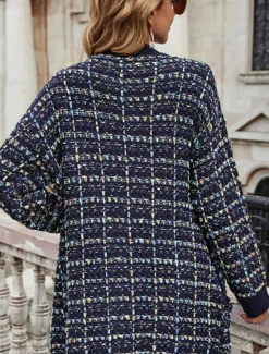 Sale Women's Cardigan Stylish Color Gradient Crochet Open Front Knitted Long Sleeve Long Tops Knit Daily Blue Purple Fall Winter Women Cardigans & Outerwears