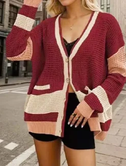 Outlet Women's Cardigan Stylish Solid Color Open Front Pocket Drop Shoulder Long Sleeve Long Tops Knit Daily Going out Fall Winter Women Cardigans & Outerwears