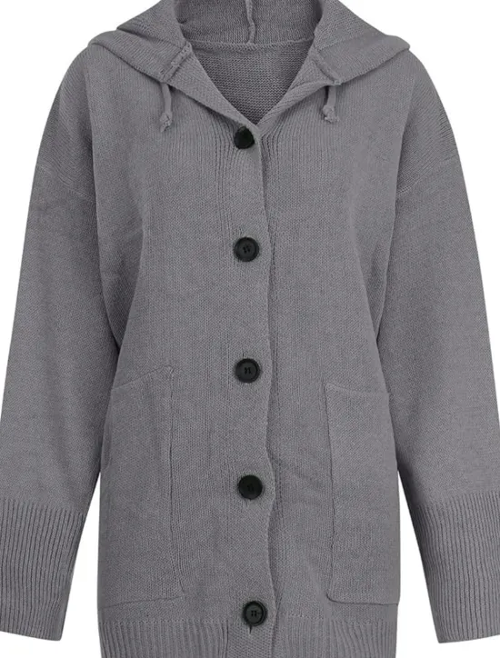 New Women's Cardigan Sweater Basic Casual Soft Solid Color Maillard Chunky Open Front Buttons Knitted Long Sleeve Long Tops Knit Daily Weekend Black Gray Fall Winter Women Cardigans & Outerwears