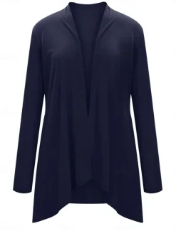 Best Women's Cardigan Sweater Cardigan Stylish Casual Soft Solid Color Ribbed Open Front Pocket Long Sleeve Long Tops Knit Outdoor Daily Weekend Black White Summer Fall Women Cardigans & Outerwears