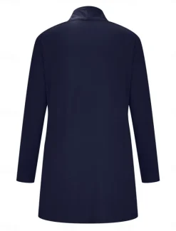 Best Women's Cardigan Sweater Cardigan Stylish Casual Soft Solid Color Ribbed Open Front Pocket Long Sleeve Long Tops Knit Outdoor Daily Weekend Black White Summer Fall Women Cardigans & Outerwears