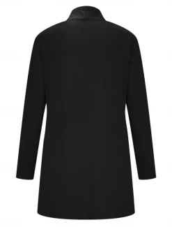 Best Women's Cardigan Sweater Cardigan Stylish Casual Soft Solid Color Ribbed Open Front Pocket Long Sleeve Long Tops Knit Outdoor Daily Weekend Black White Summer Fall Women Cardigans & Outerwears