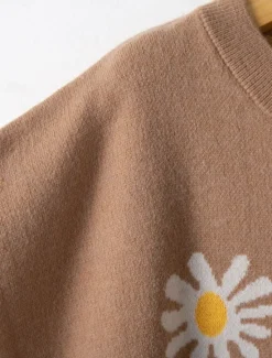 Women's Cardigan Sweater Knitted Ribbed Button Front Round Neck Long Sleeve Lightweight Elegant Fashion Streetwear Daisy Crew Neck Print Regular Tops Knit Outdoor Daily Weekend Black Blue Fall Winter Women Cardigans & Outerwears
