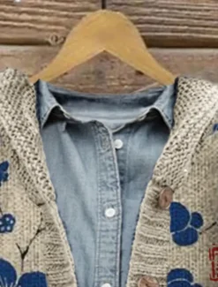 Online Women's Cardigan Sweater Knitted Ribbed Button Front Round Neck Long Sleeve Lightweight Elegant Fashion Streetwear Floral Hooded Buttons Regular Tops Knit Outdoor Daily Weekend Pink Blue Fall Winter Women Cardigans & Outerwears