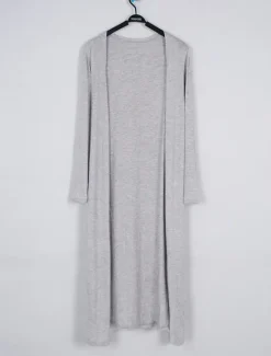 Discount Women's Cardigan Sweater Stylish Casual Soft Solid Color Ribbed Open Front Oversized Long Sleeve Long Tops Knit Daily Going out Weekend Black White Summer Fall Women Cardigans & Outerwears