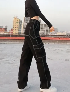 Hot Women's Cargo Pants Fashion Streetwear Full Length High Waist Plain Multi Pocket Comfy Soft Comfortable Micro-elastic Outdoor Street Black Khaki Gray Spring & Fall Regular Fit Women Pants