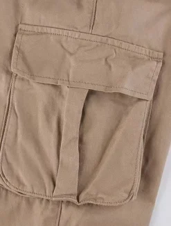 Outlet Women's Cargo Pants Full Length Solid Color Dark-Gray Green Khaki Spring & Fall Women Pants