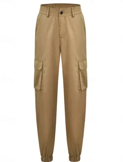 Discount Women's Cargo Pants Joggers Pants Trousers Fashion Streetwear Full Length Mid Waist Plain Pocket Comfort Breathability Soft Micro-elastic Vacation Street Daily Black Red Khaki Fall Winter Women Pants