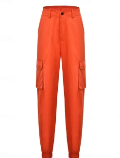 Discount Women's Cargo Pants Joggers Pants Trousers Fashion Streetwear Full Length Mid Waist Plain Pocket Comfort Breathability Soft Micro-elastic Vacation Street Daily Black Red Khaki Fall Winter Women Pants